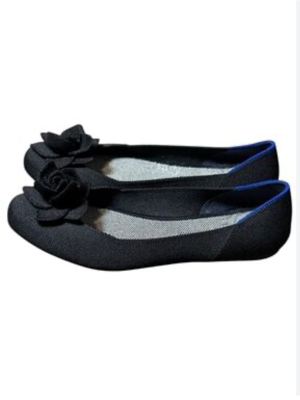 Rothy's The Petal Square Toe Solid Black Ballet Flats Size 12 NEW